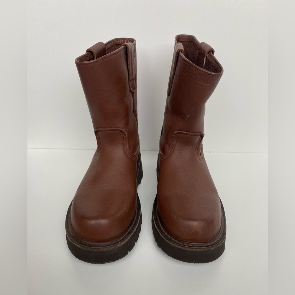 REGA Boys Brown Leather Work Boots size 1